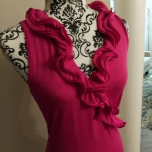 I Z Byer Ruffled Watermelon Sleeveless NWT (L) Top